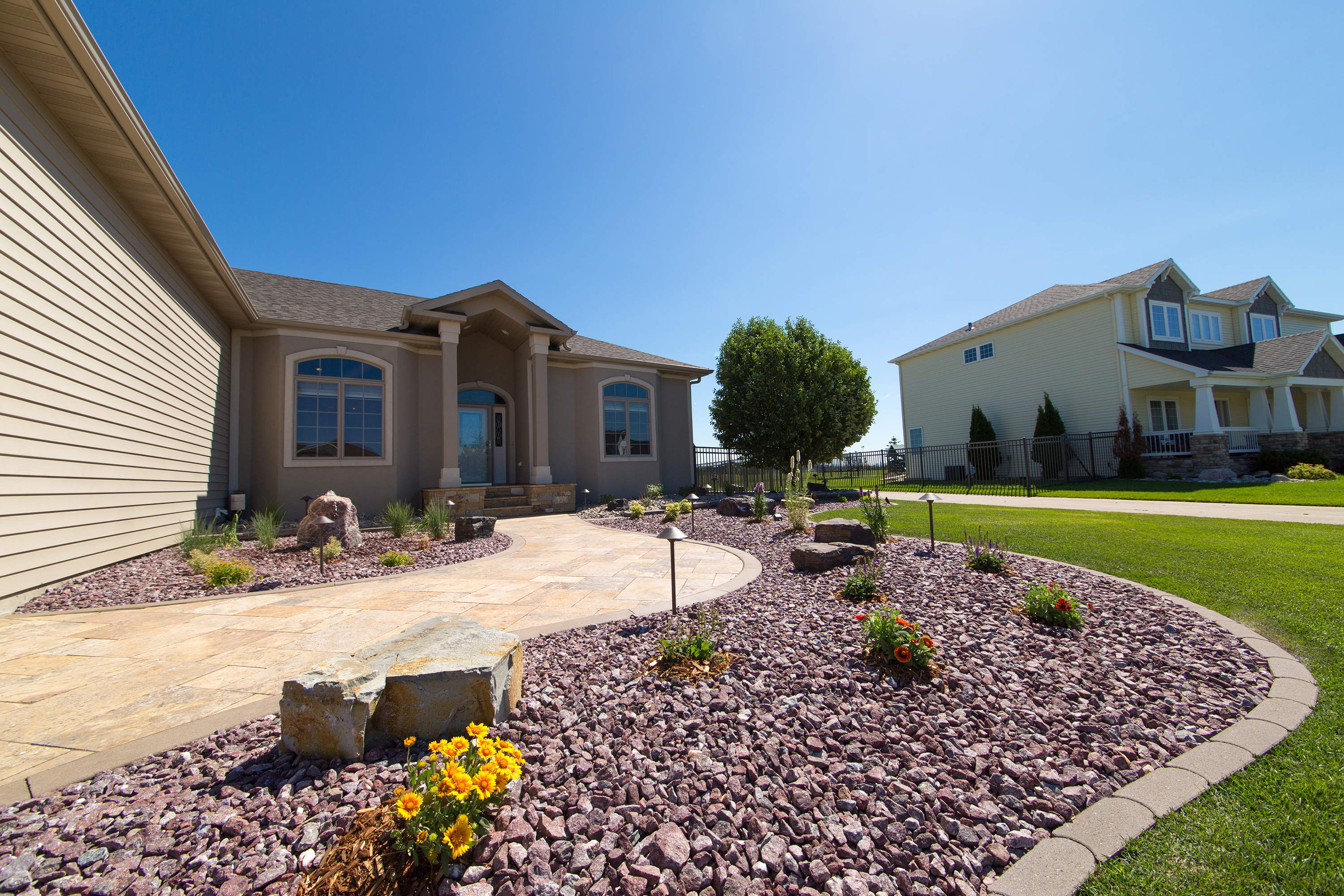 Front of House - Rock and Plants
