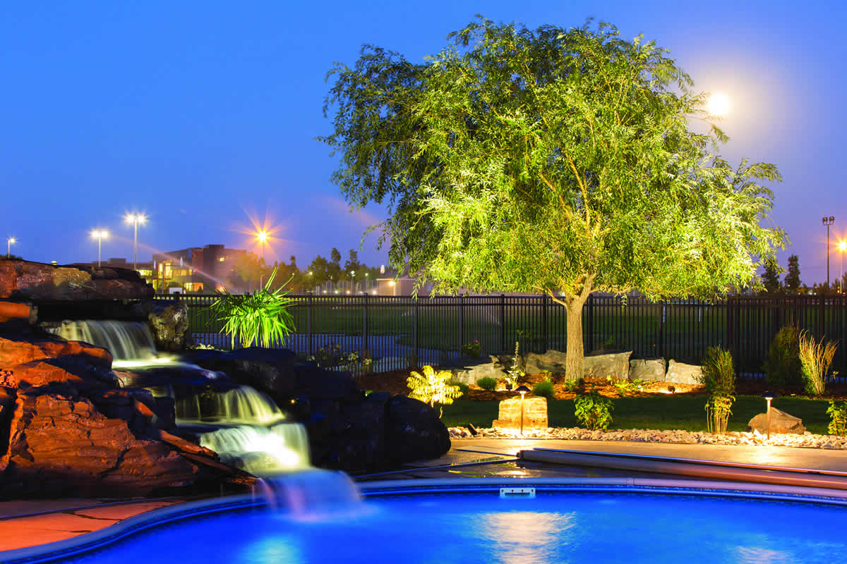 Landscaping with natural stone and plants